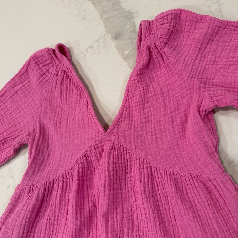 Aerie Pool To Party Tiered Puff Sleeve Mini Dress Women’s XS Pink Beachy Summer - Picture 7 of 12